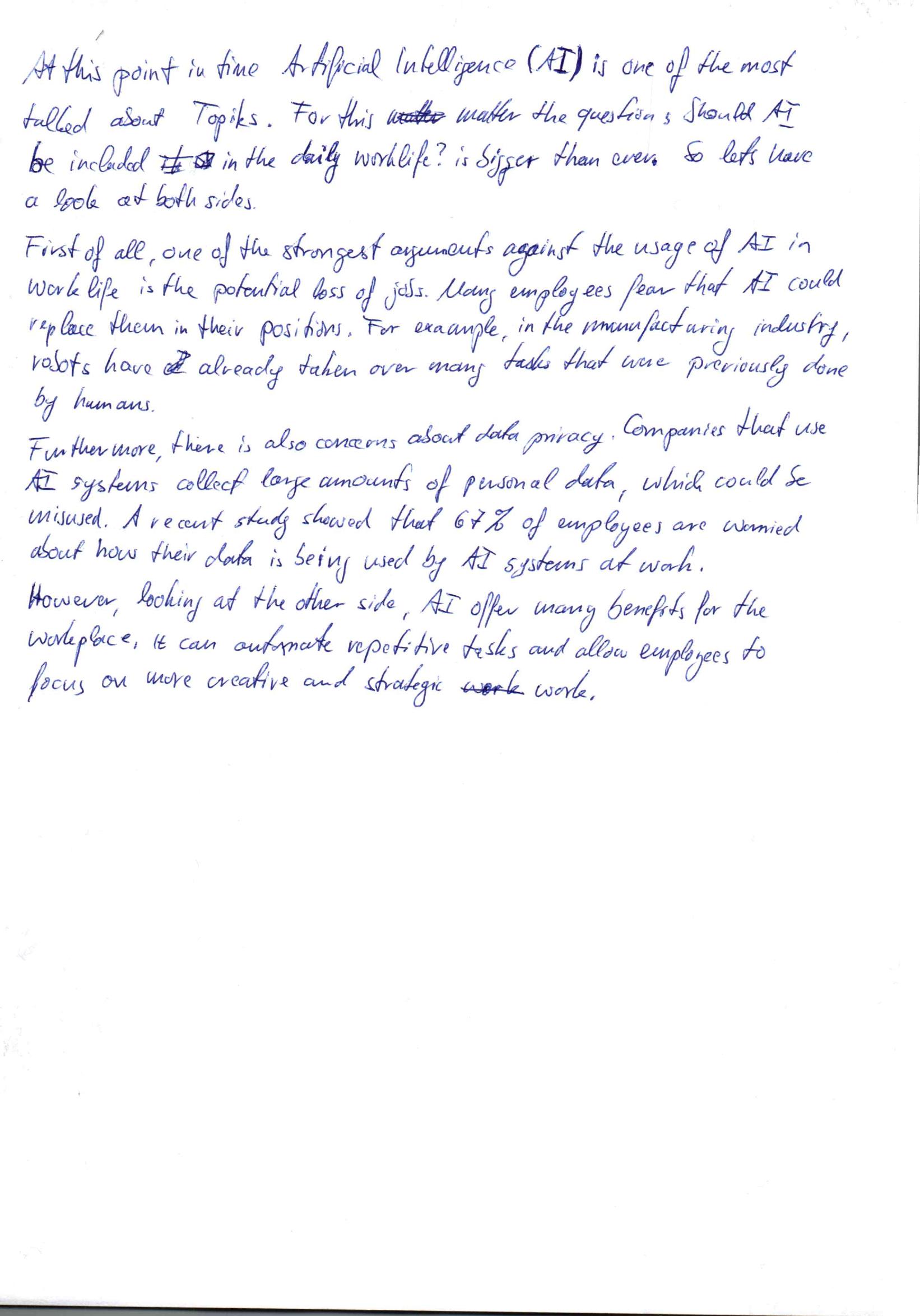 Handwritten exam